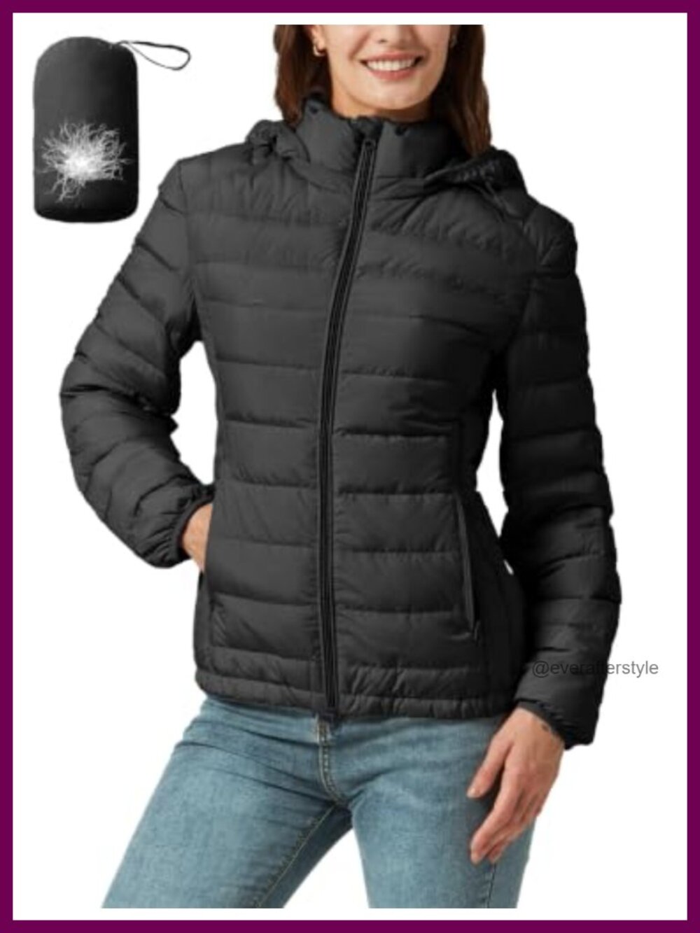 Lightweight Packable Down Jacket Quilted Puffer Coat Hooded Travel